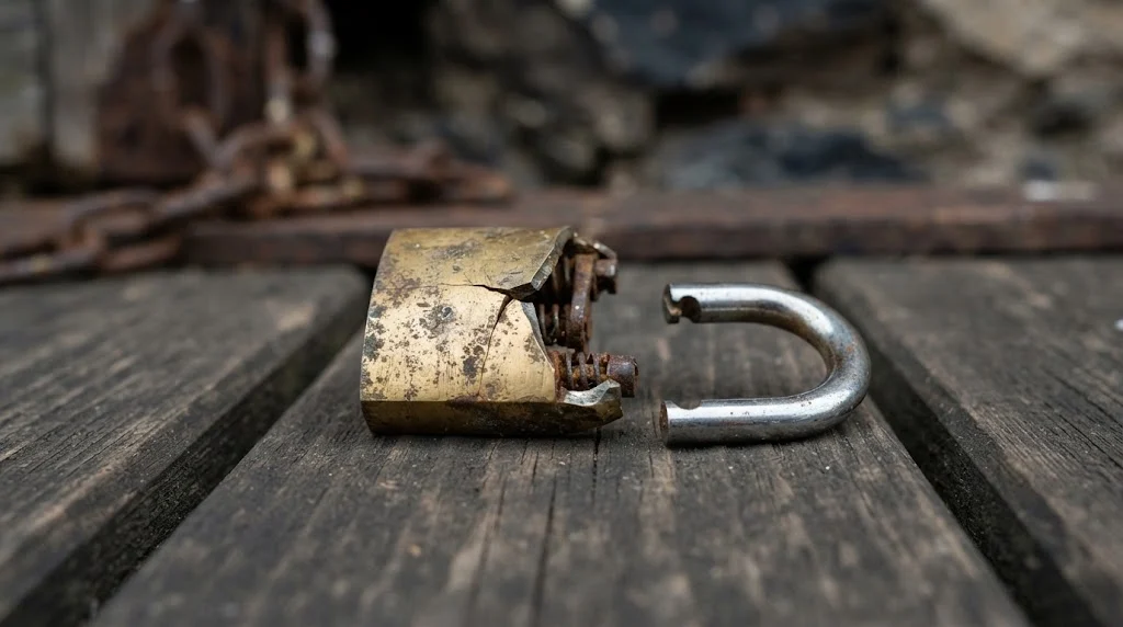 An image of a broken padlock.