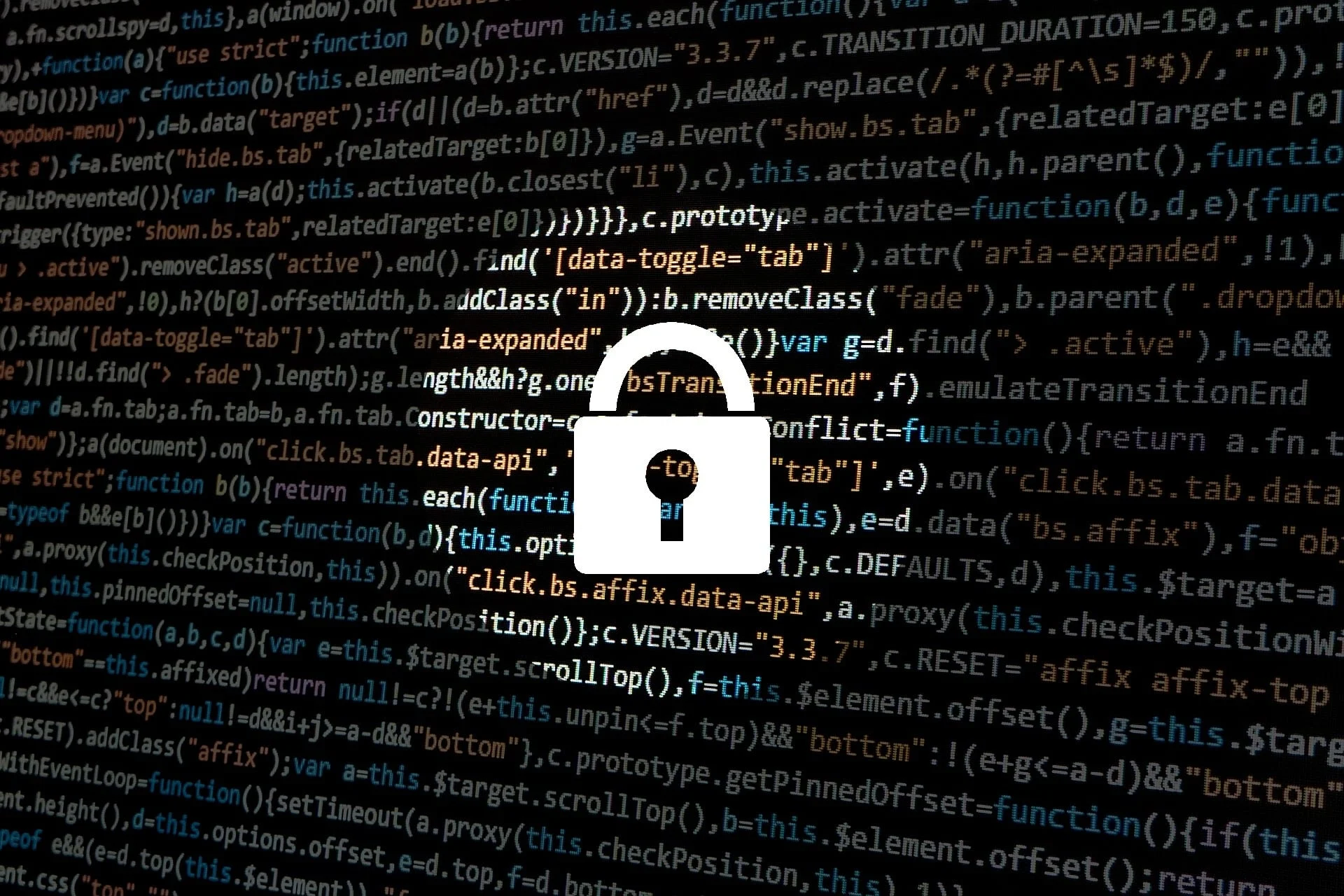 Padlock in front of code.